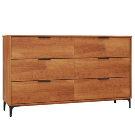 6-Drawer Dresser with Interlock System for Bedroom Living Room-Cherry