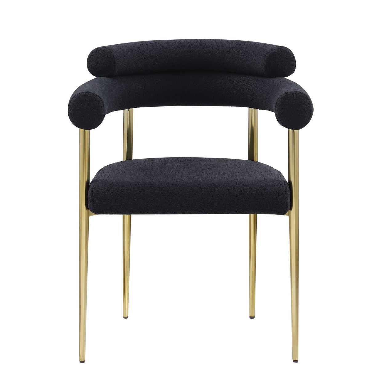 Dining Chairs (Set of 2), Mid-Century Modern Dining Chairs, Kitchen Dining Room Chairs, Round Boucle Backrest Sherpa Dining Chair With Brushed Metal Legs