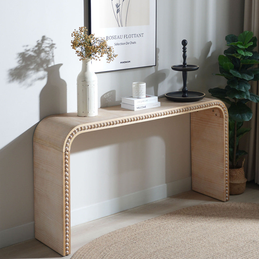 Waterfall Console Table with Wood Bead Trim 59