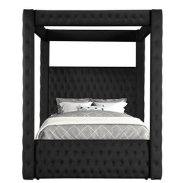 Modern 4 Poster Bed With Tufted Headboard And Footboard