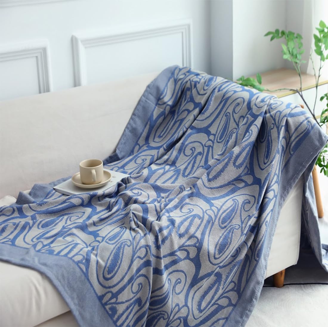Fennco Styles Modern Paisley Knit Throw Blanket 50