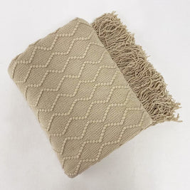 Fennco Styles Modern Textured Weave Knit Throw with Fringe 50
