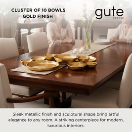 Cluster of 10 Round Serving Bowls Gold Clusters Decorative Tray