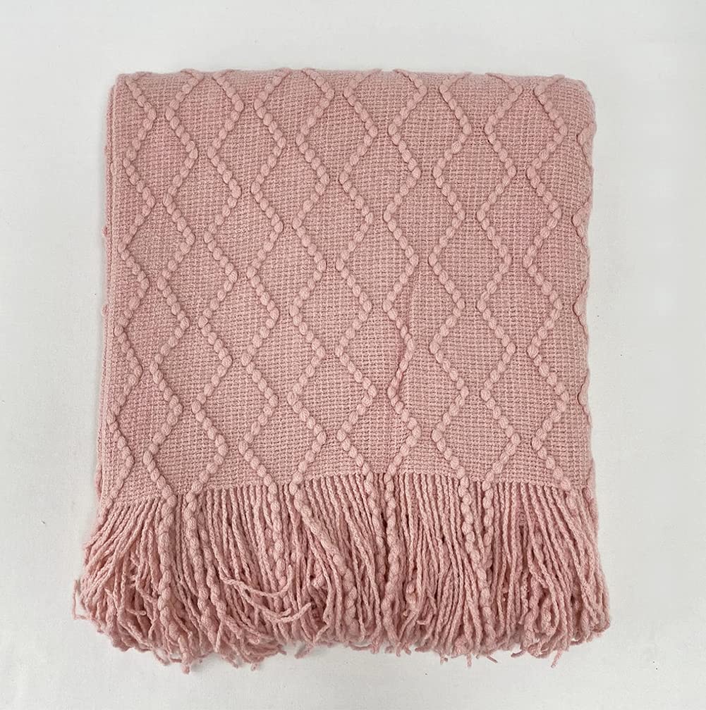 Fennco Styles Modern Textured Weave Knit Throw with Fringe 50