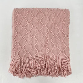Fennco Styles Modern Textured Weave Knit Throw with Fringe 50