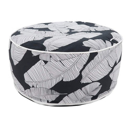 Fennco Styles Modern Tropic Design Round Indoor & Outdoor Pouf – 200lbs Weight Capacity Removable Cover Ottoman for Low Seat, Bedroom, Backyard and Living Room Décor