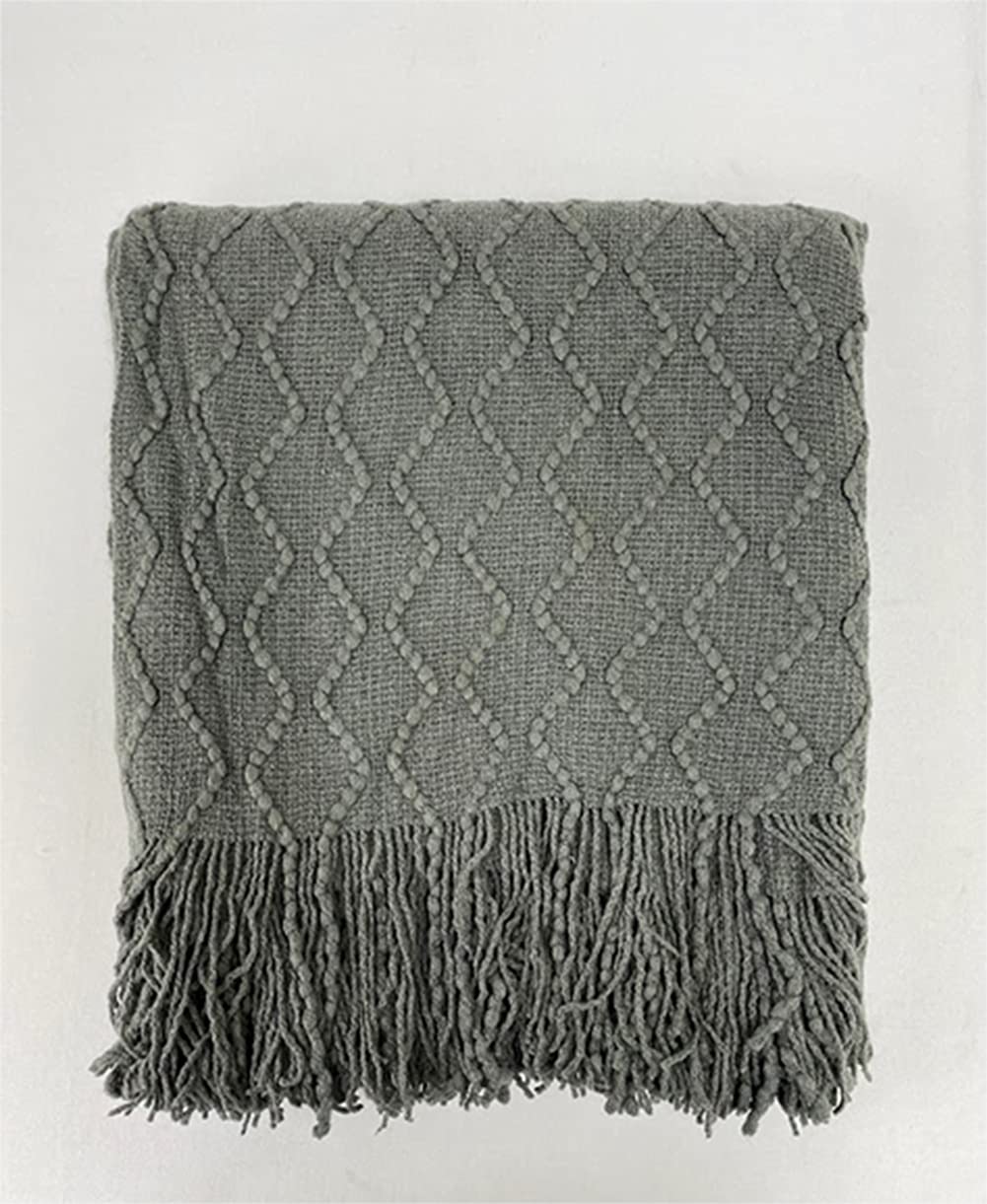 Fennco Styles Modern Textured Weave Knit Throw with Fringe 50
