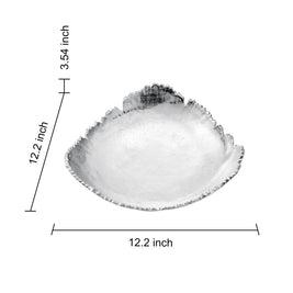 Silver Platter Bowl – Modern Aluminum Decorative Centerpiece with Textured Metallic Finish
