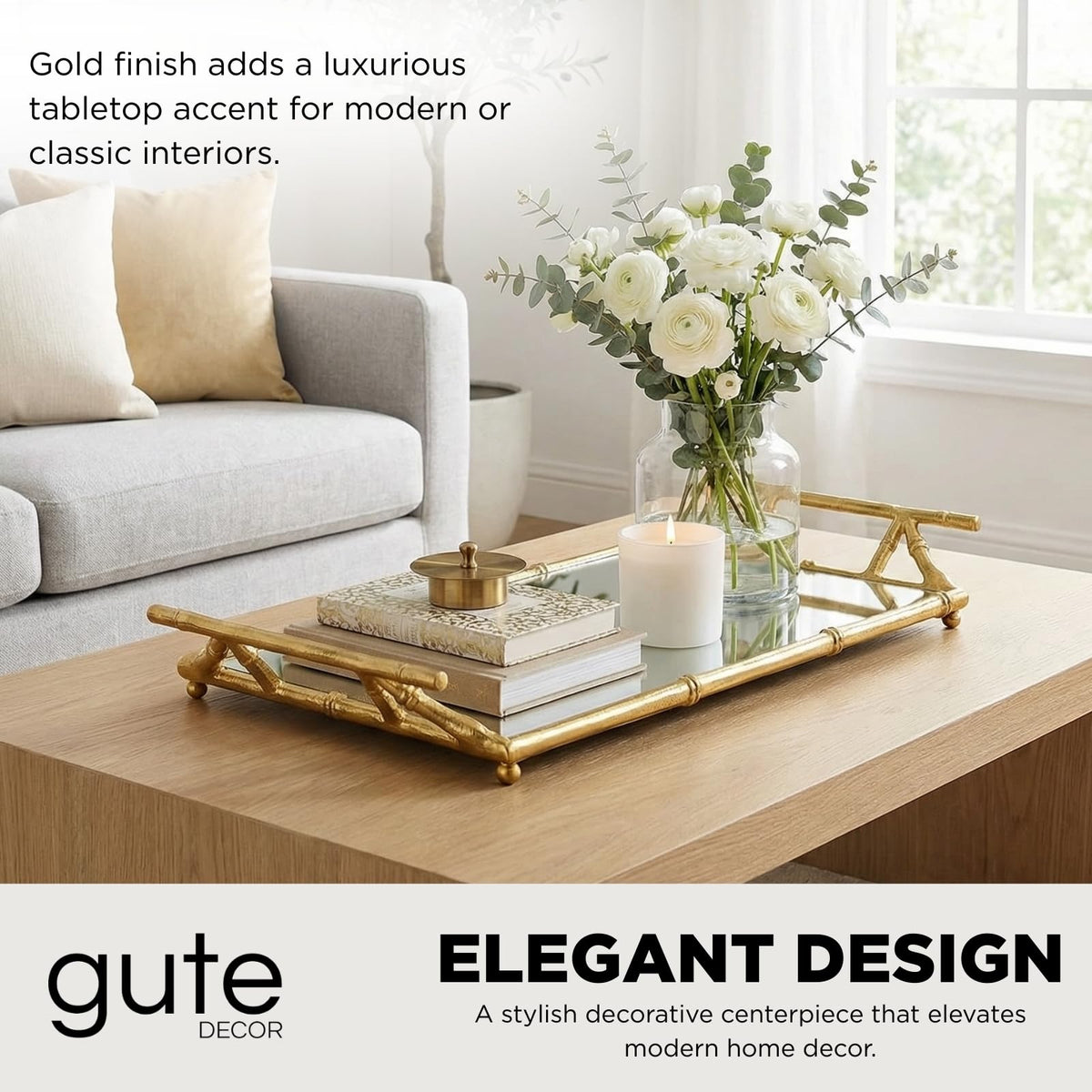 Gold Mirrored Decorative Tray, 20