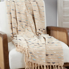 Fennco Styles Modern Striped Tassel Throw Blanket 50