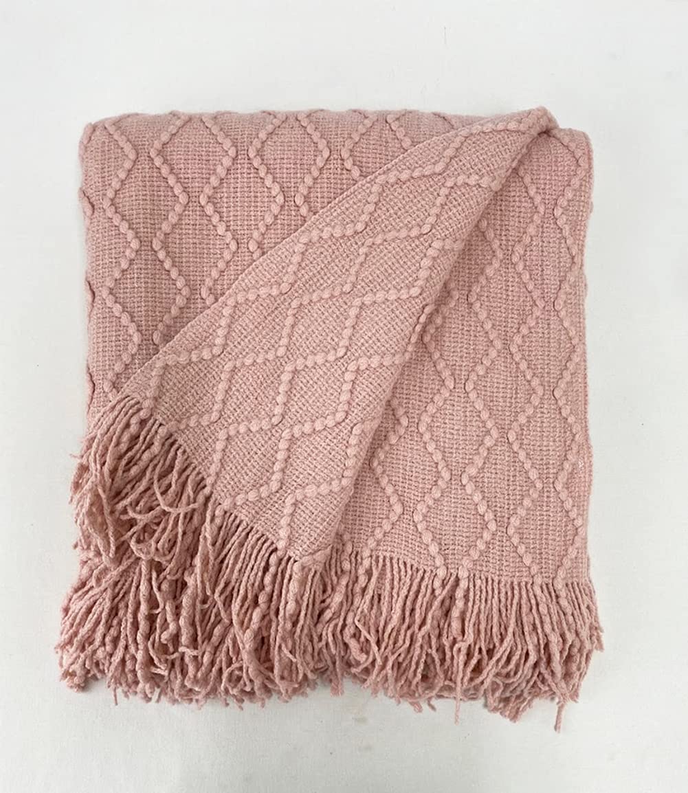 Fennco Styles Modern Textured Weave Knit Throw with Fringe 50