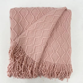 Fennco Styles Modern Textured Weave Knit Throw with Fringe 50