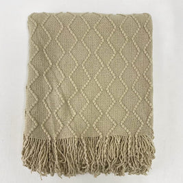 Fennco Styles Modern Textured Weave Knit Throw with Fringe 50