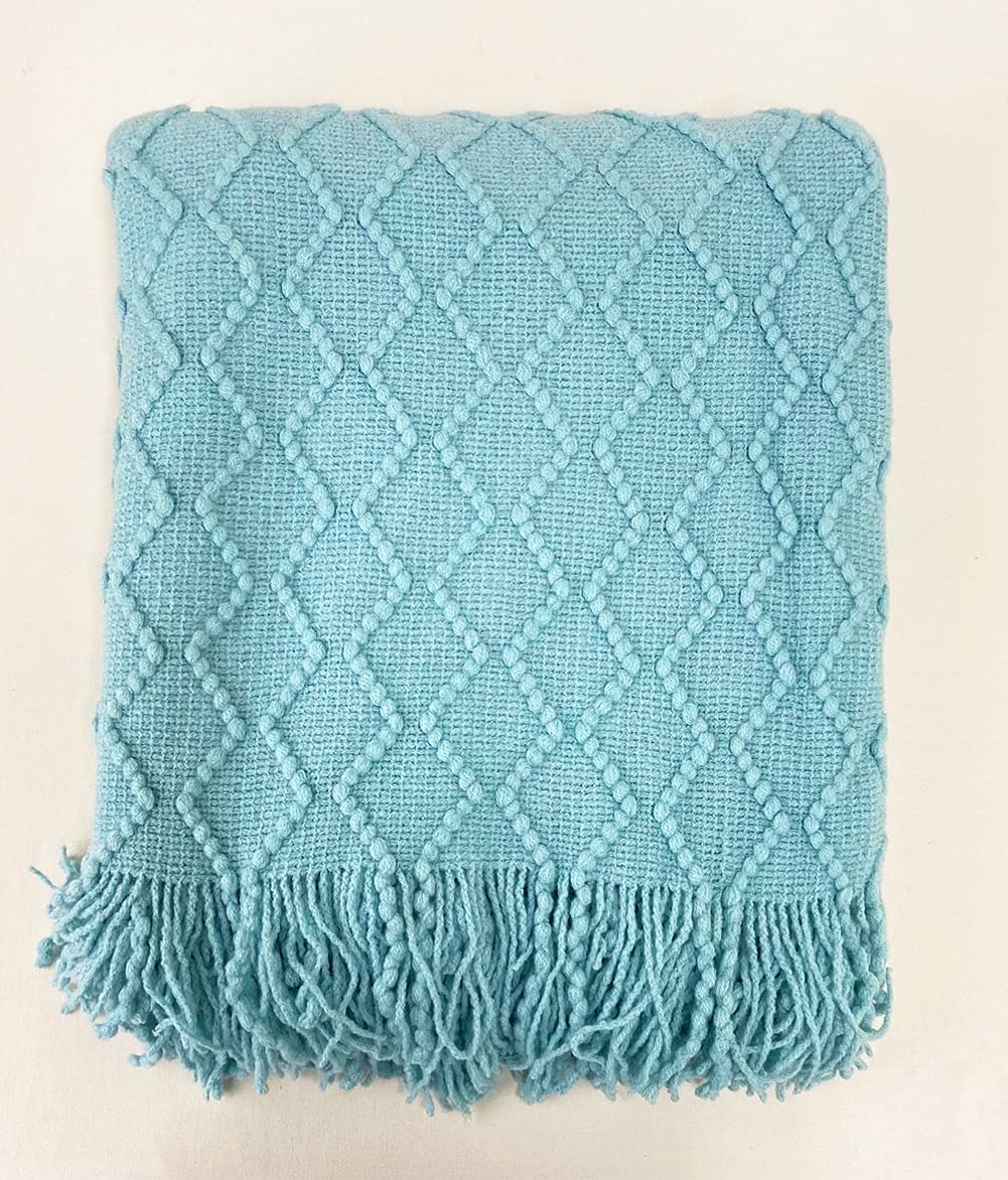 Fennco Styles Modern Textured Weave Knit Throw with Fringe 50