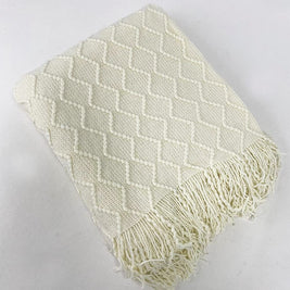 Fennco Styles Modern Textured Weave Knit Throw with Fringe 50