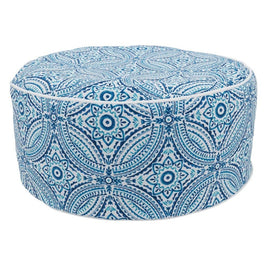 Fennco Styles Modern Tropic Design Round Indoor & Outdoor Pouf – 200lbs Weight Capacity Removable Cover Ottoman for Low Seat, Bedroom, Backyard and Living Room Décor