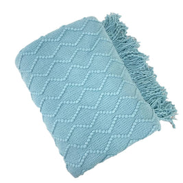Fennco Styles Modern Textured Weave Knit Throw with Fringe 50