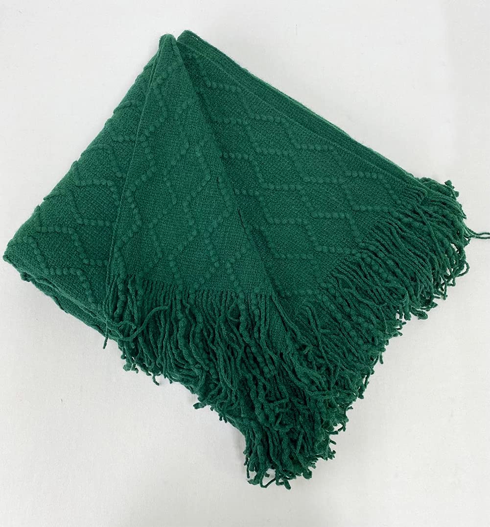 Fennco Styles Modern Textured Weave Knit Throw with Fringe 50