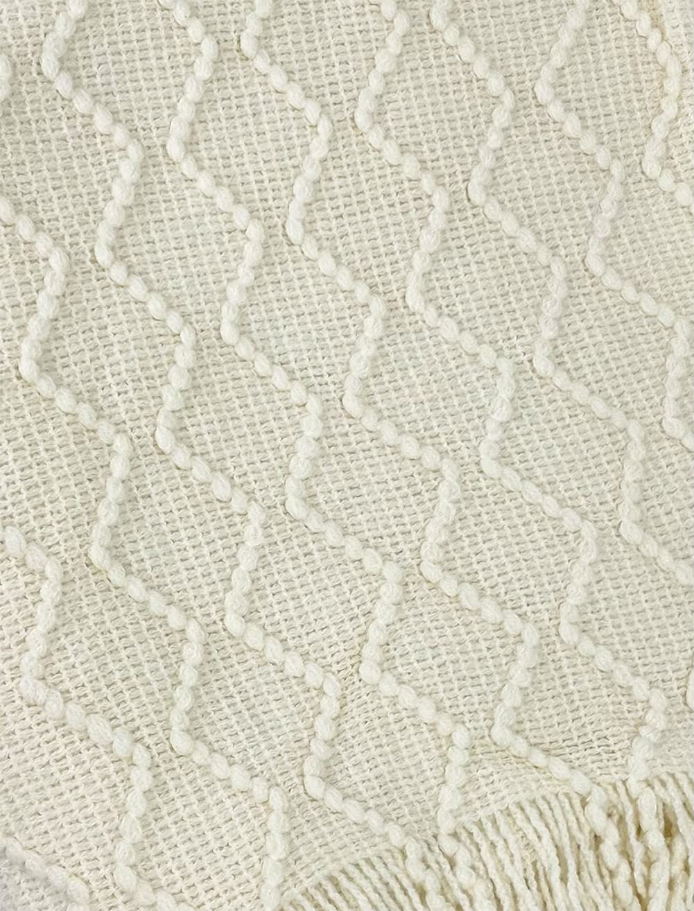 Fennco Styles Modern Textured Weave Knit Throw with Fringe 50