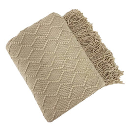 Fennco Styles Modern Textured Weave Knit Throw with Fringe 50