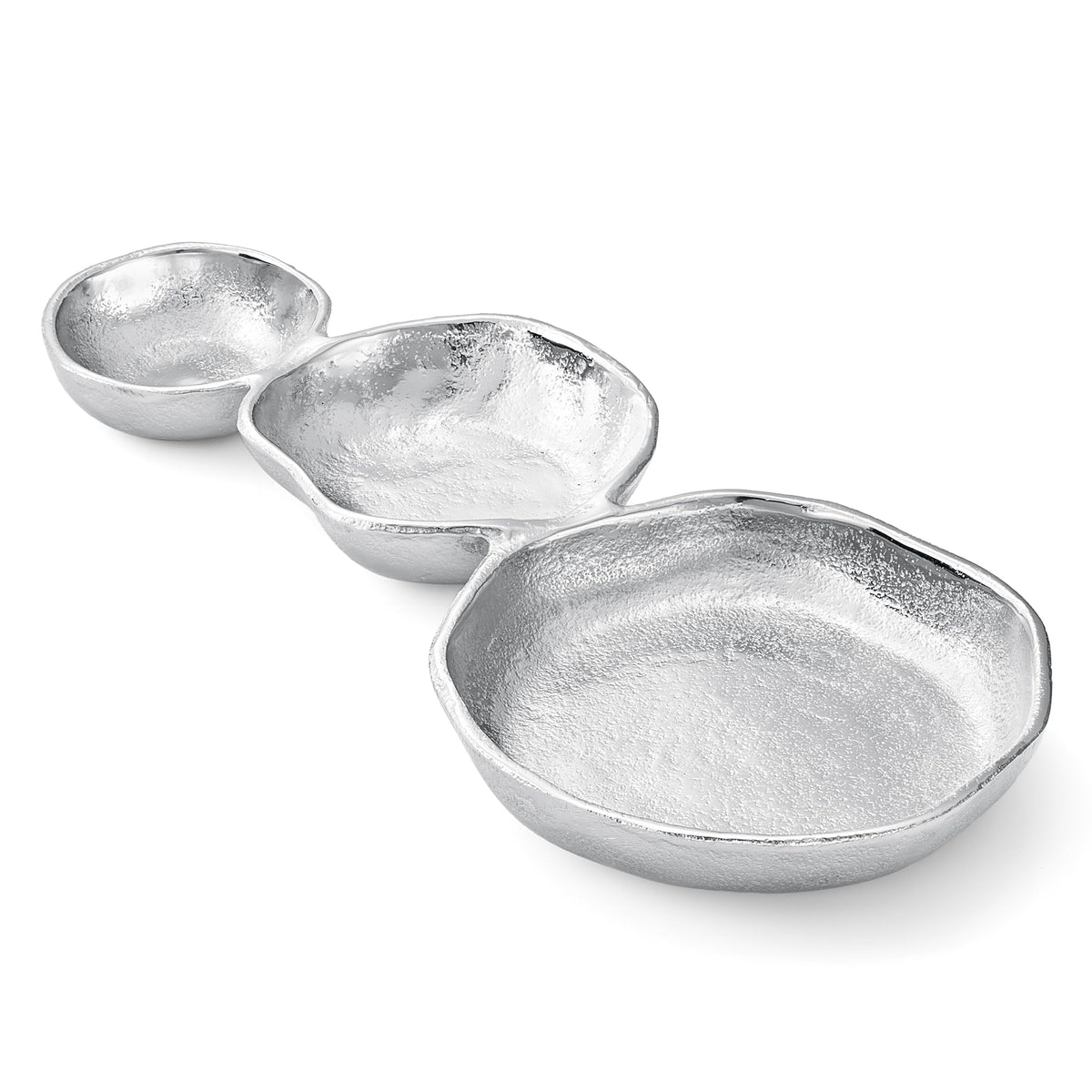 3 Cluster Decorative Bowls Bright Silver Snack Tray Bowl Chip