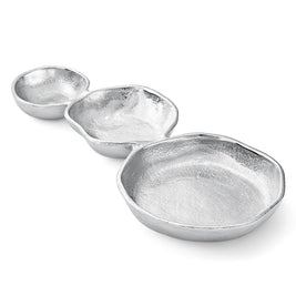 3 Cluster Decorative Bowls Bright Silver Snack Tray Bowl Chip