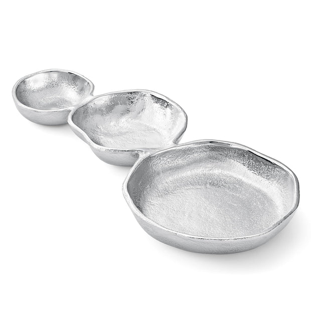 3 Cluster Decorative Bowls Bright Silver Snack Tray Bowl Chip
