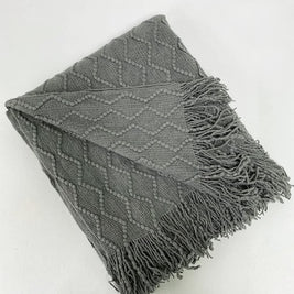 Fennco Styles Modern Textured Weave Knit Throw with Fringe 50