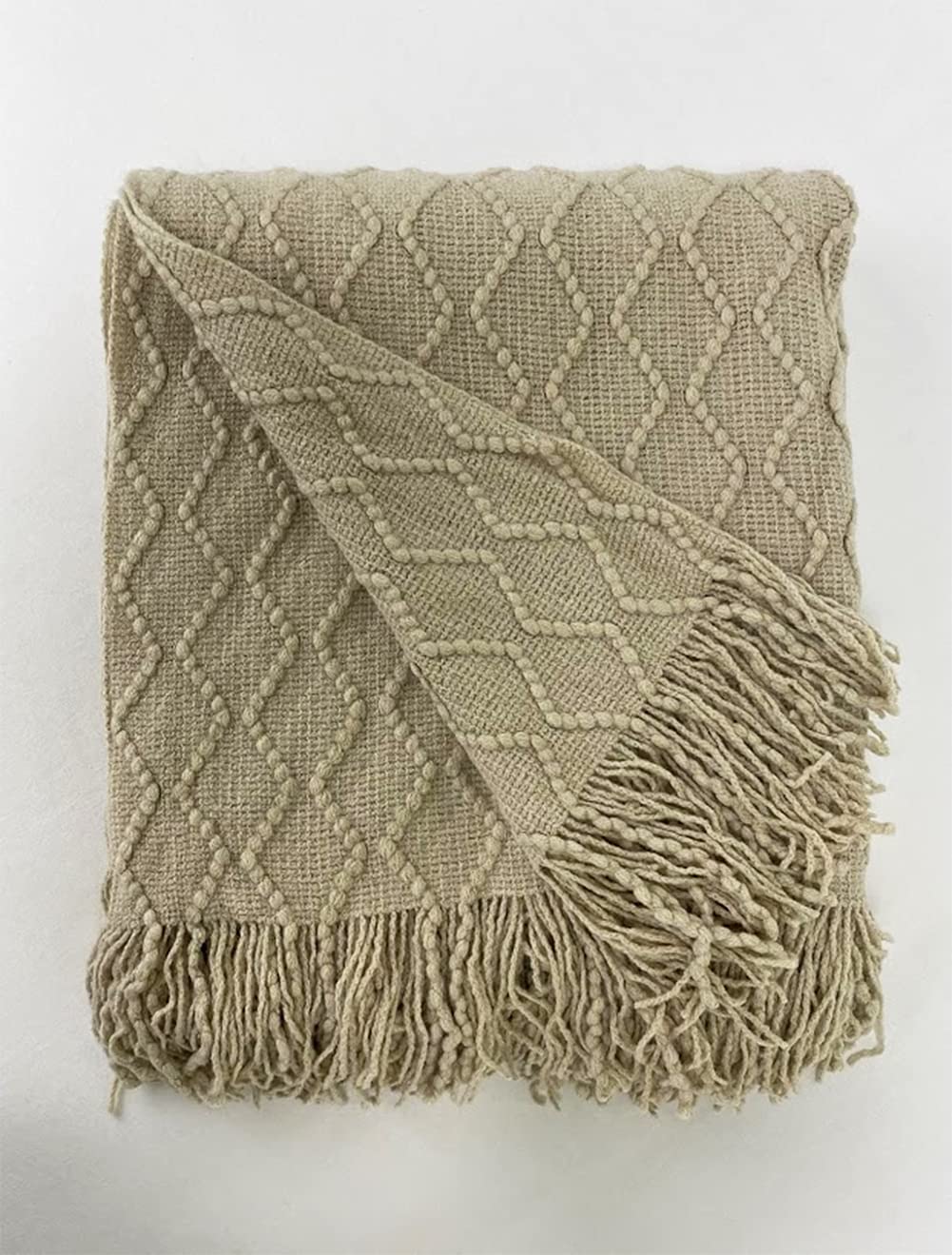 Fennco Styles Modern Textured Weave Knit Throw with Fringe 50