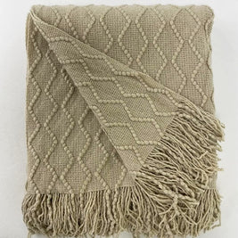 Fennco Styles Modern Textured Weave Knit Throw with Fringe 50