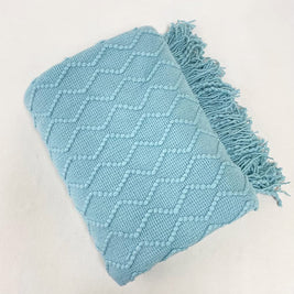 Fennco Styles Modern Textured Weave Knit Throw with Fringe 50
