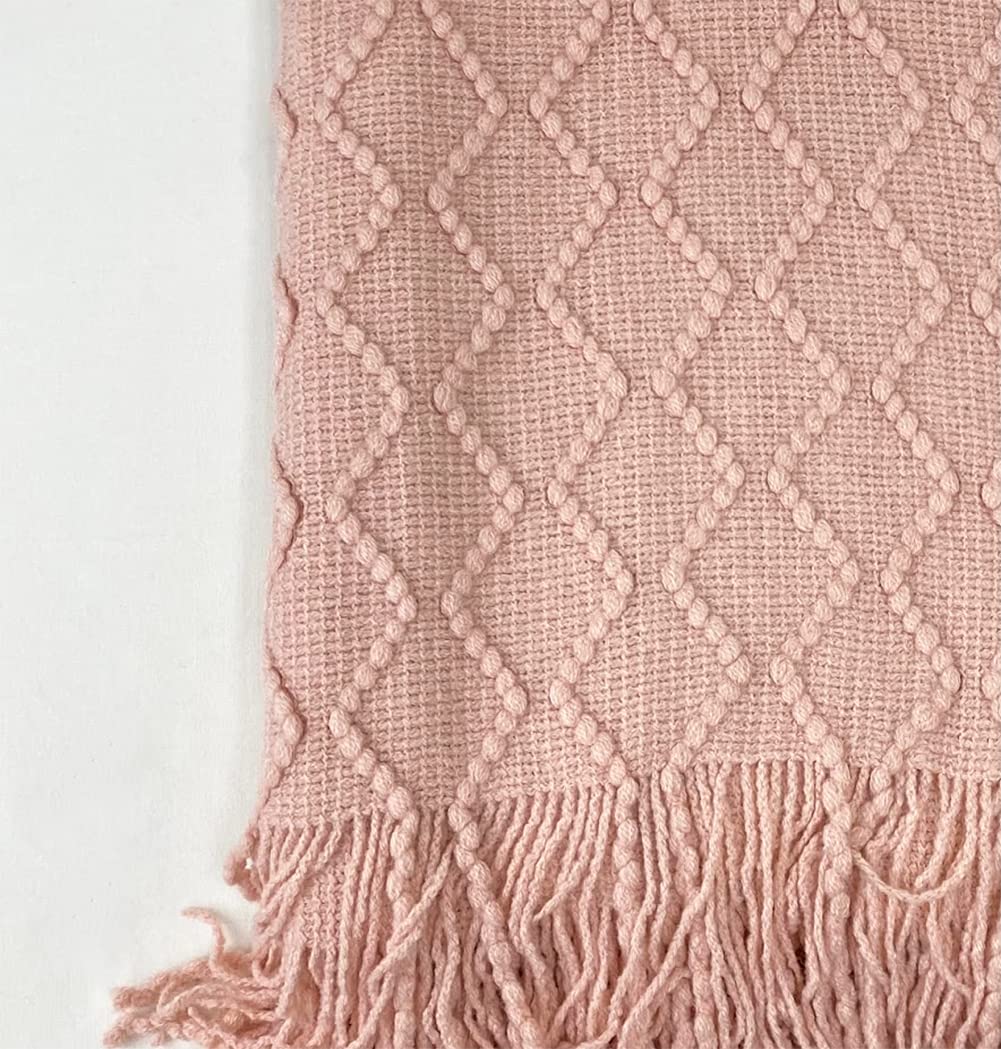 Fennco Styles Modern Textured Weave Knit Throw with Fringe 50