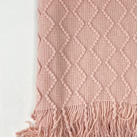 Fennco Styles Modern Textured Weave Knit Throw with Fringe 50
