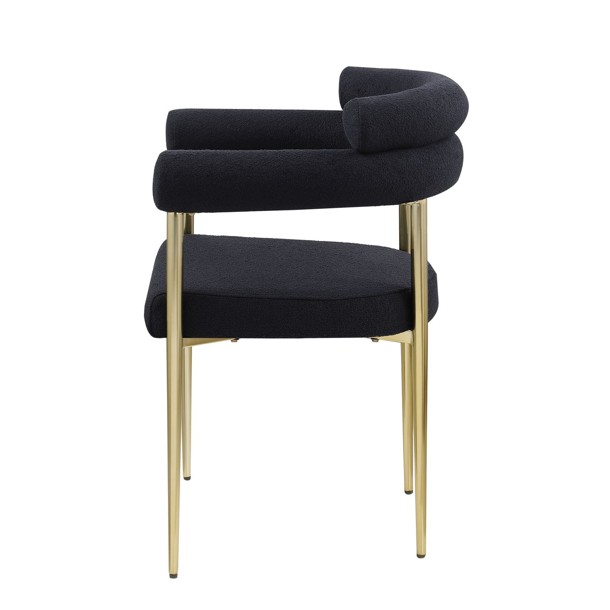 Dining Chairs (Set of 2), Mid-Century Modern Dining Chairs, Kitchen Dining Room Chairs, Round Boucle Backrest Sherpa Dining Chair With Brushed Metal Legs