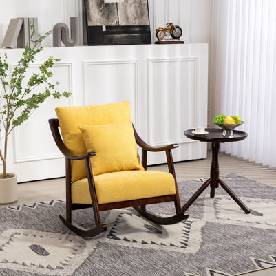 woven fabric Mid Century Modern Accent Chairs Comfy Upholstered Glider Arm Chair with Solid Wood for Living Room Bedroom Balcony