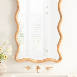 Rahfy Rattan Rectangle Scallop Mirror