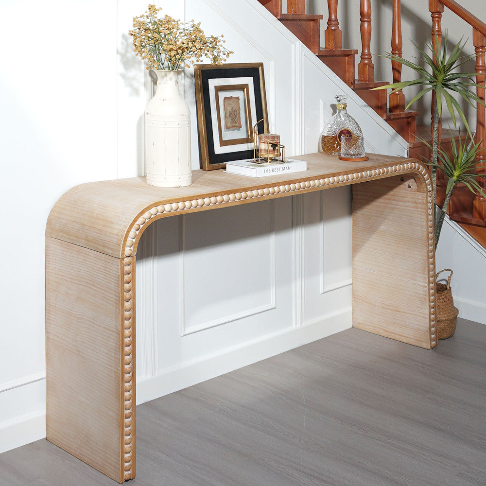 Waterfall Console Table with Wood Bead Trim 59