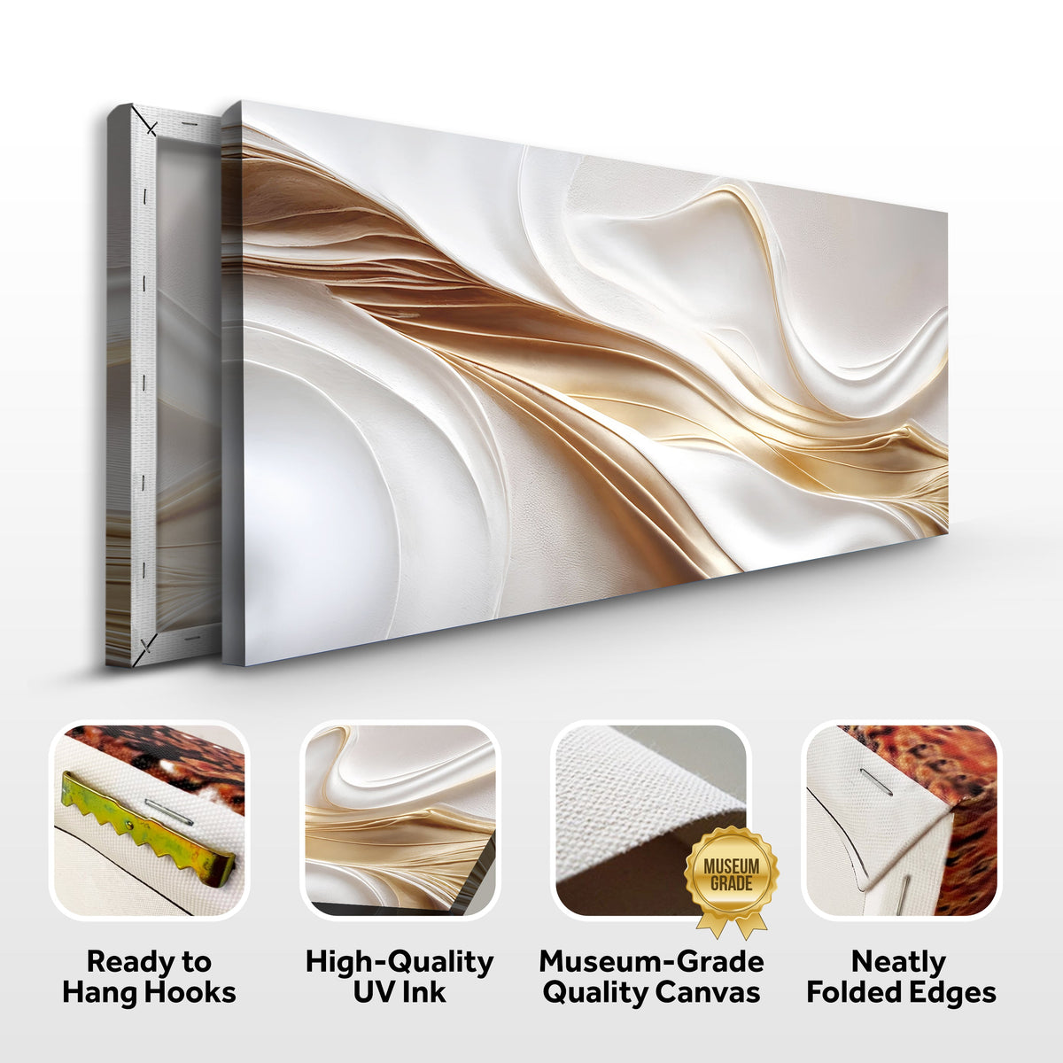 White and Gold Abstract Wall Art