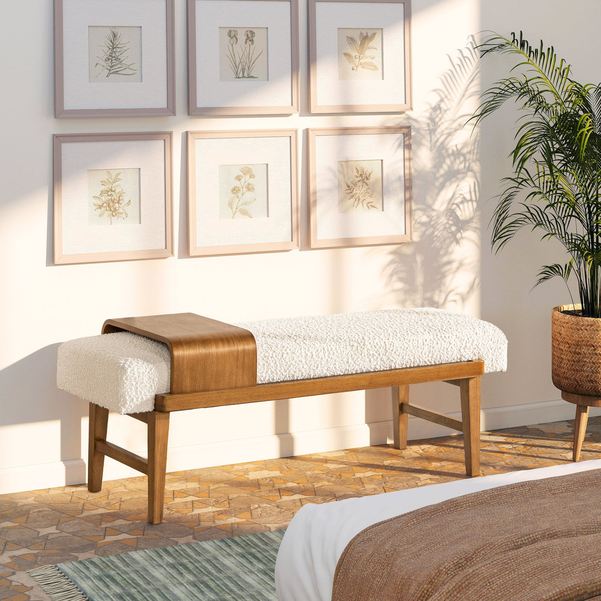 Billie 52" Modern Telephone Bench with Sliding Shelf