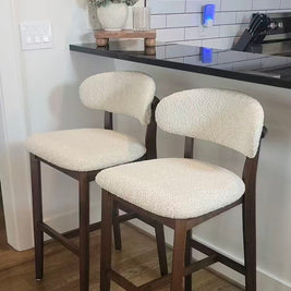 ACTU Bar Stools Set of 2, 30” Upholstered Bar Height Stools, Solid Wood, Mid-Century Modern