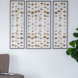 Metal Decorative Wall Art With Frame, Wall Decor For Living Room (Set of 3) - Gold