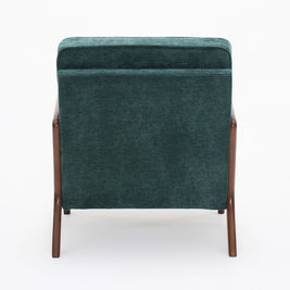 Accent Chair Mid-Century Lounge Dark Green Lumbar Cushion Wood Arms 26x29x30 In