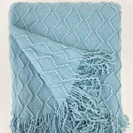 Fennco Styles Modern Textured Weave Knit Throw with Fringe 50