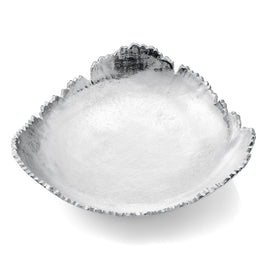 Silver Platter Bowl – Modern Aluminum Decorative Centerpiece with Textured Metallic Finish