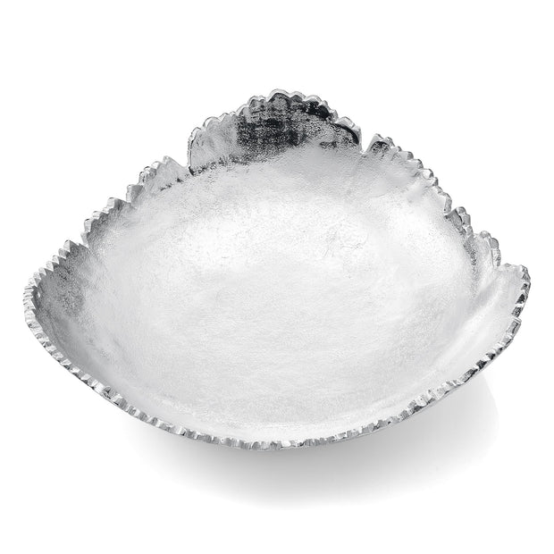 Silver Platter Bowl – Modern Aluminum Decorative Centerpiece with Textured Metallic Finish