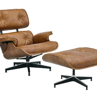 Luxury Lounge / Office Chair with Ottoman – Top Grain Leather