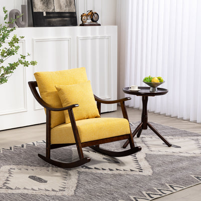 woven fabric Mid Century Modern Accent Chairs Comfy Upholstered Glider Arm Chair with Solid Wood for Living Room Bedroom Balcony