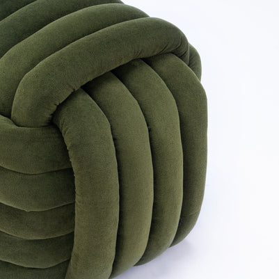 Chenille Knot Design Ottoman Makeup Stool Footstool, Green