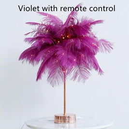 Feather Lamp Nordic Desk Lamp European-Style Bedroom Bedside Feather Table Lamp Night Light Table Lamp Decoration Modern