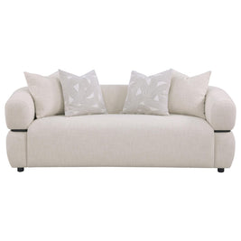 Jeanette 84-inch Fabric Upholstered Round Arm Sofa Beige